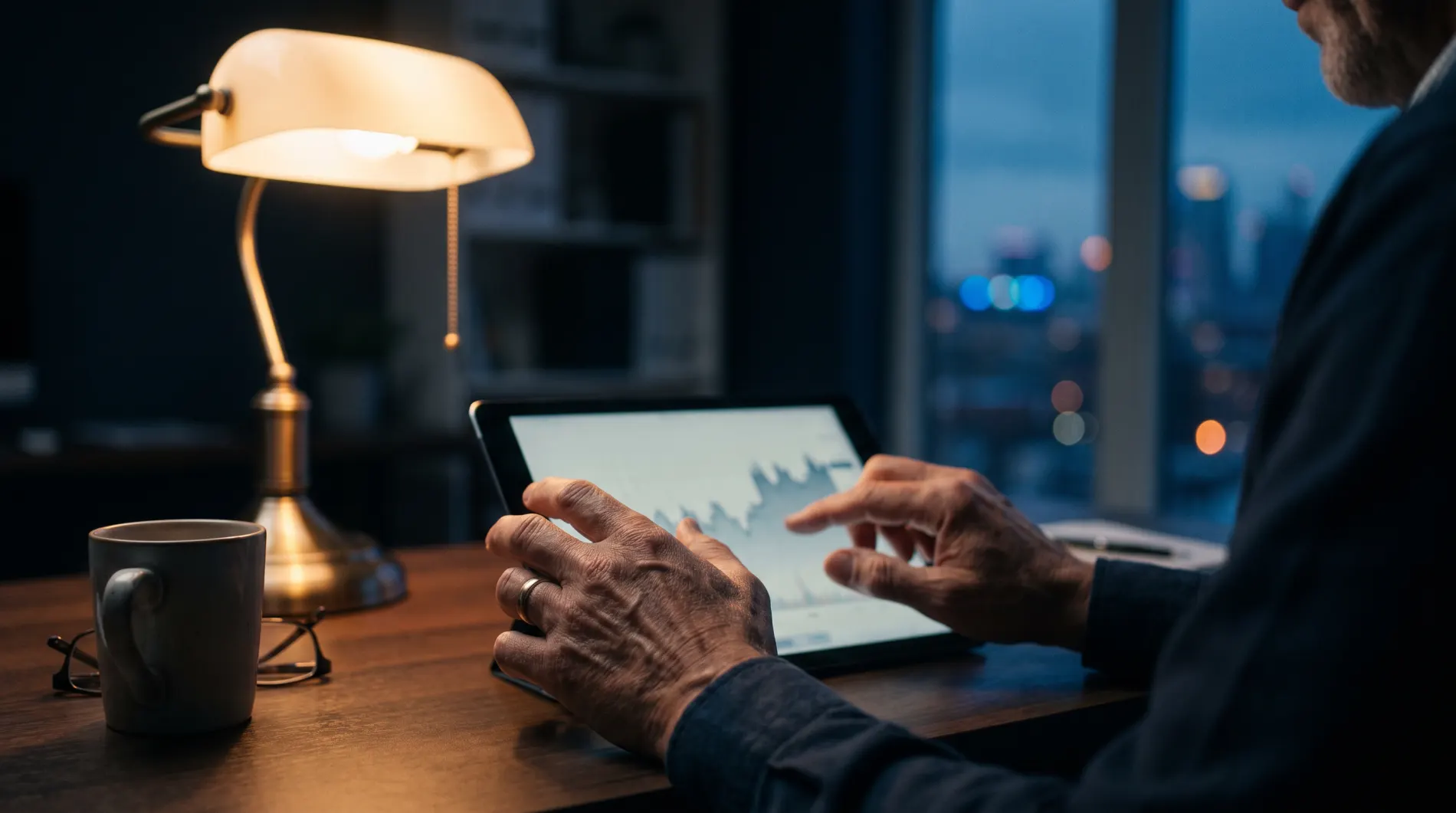 Business owner reviewing cash flow on a tablet
